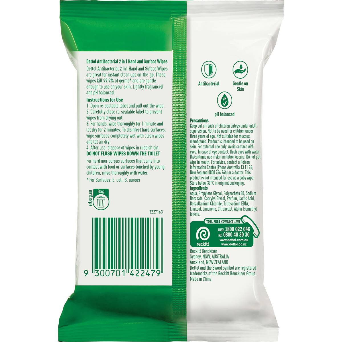 Dettol 2 In 1 Hands And Surfaces Antibacterial Wipes 15 Pack Woolworths