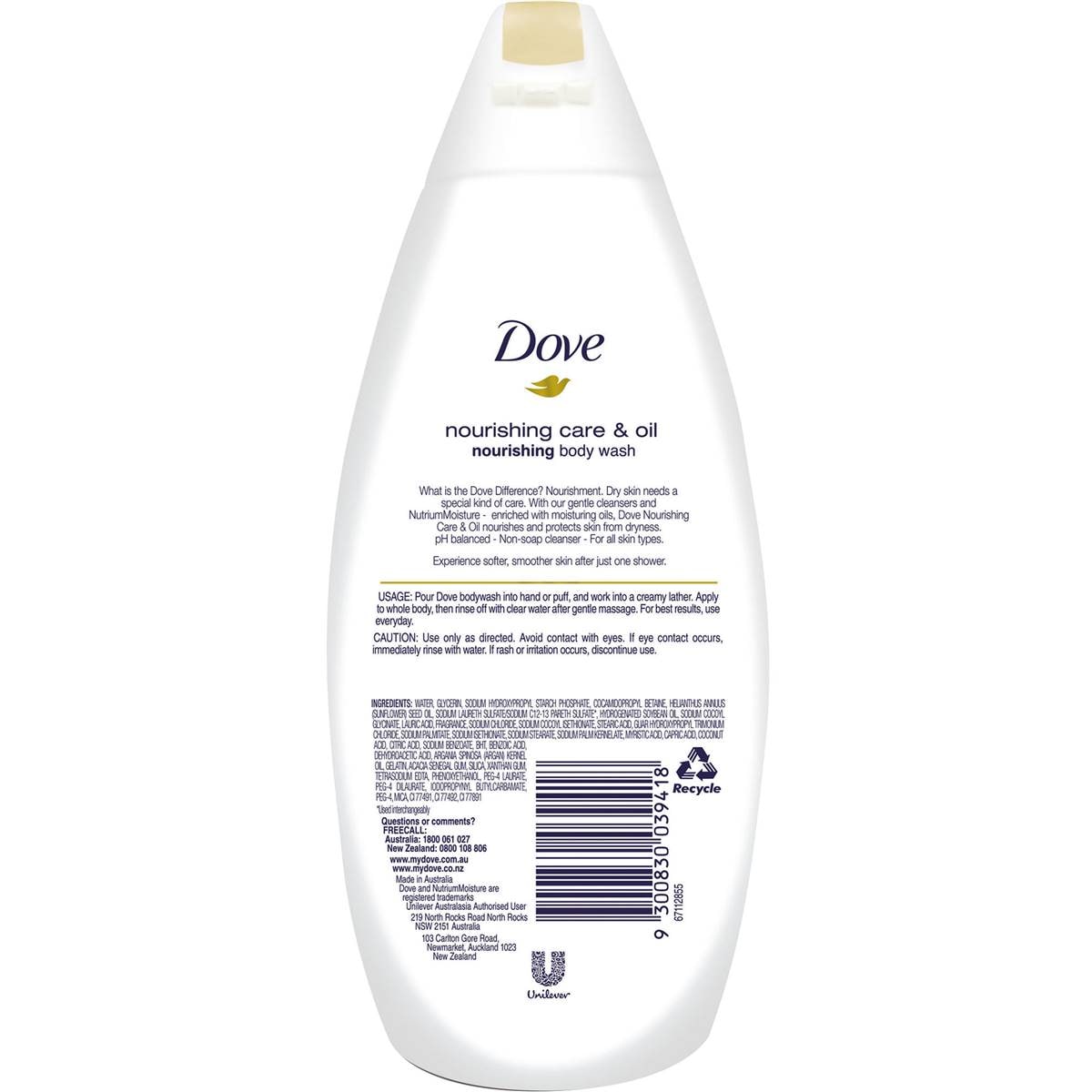 Dove Body Wash Nourishing Care & Oil 375ml Woolworths