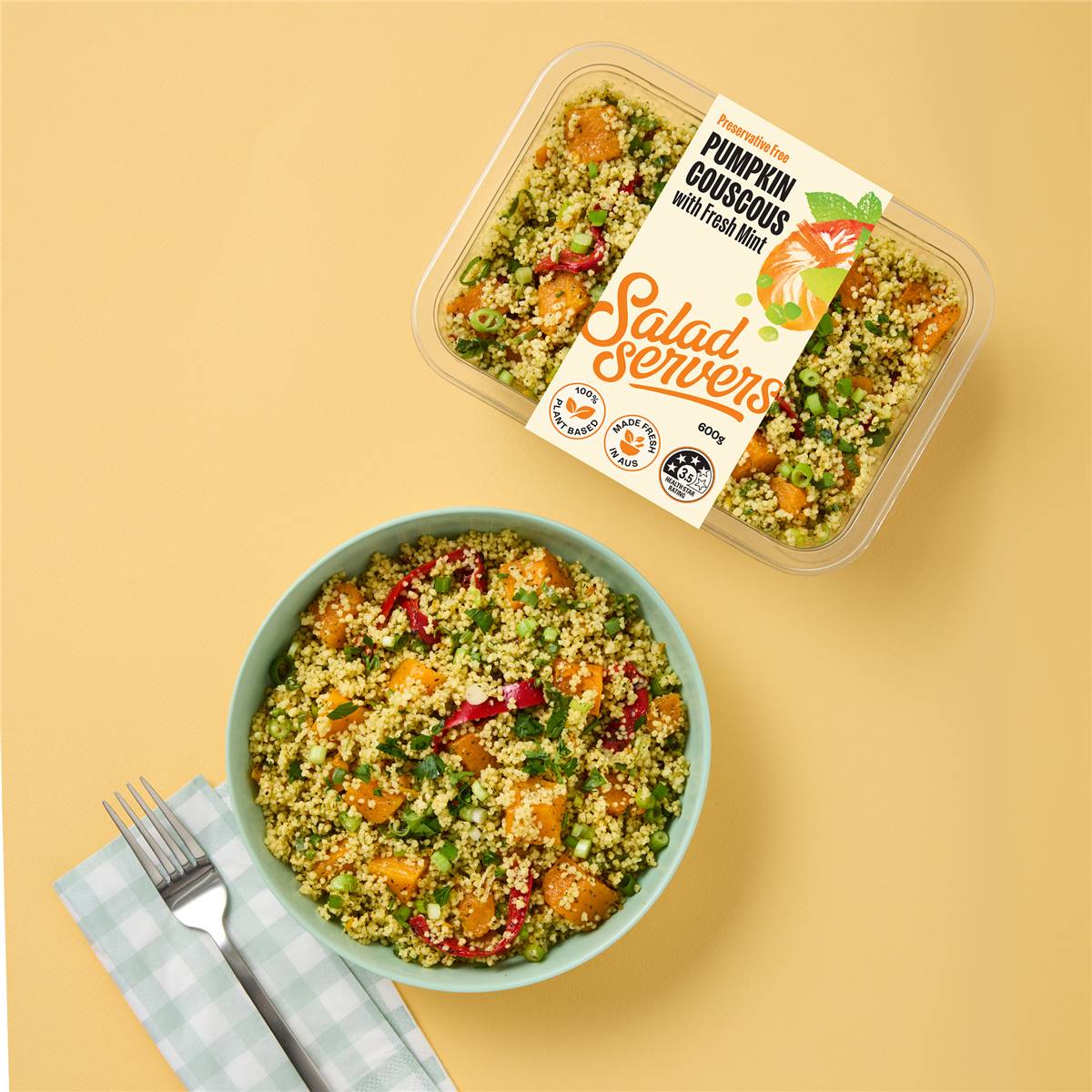 Salad Servers Pumpkin Couscous With Fresh Mint 600g Woolworths