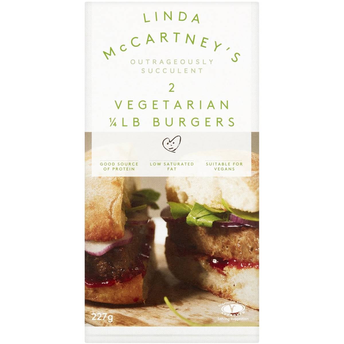 Linda Mccartney's Vegetarian Burger Patties Frozen Meal 227g Woolworths