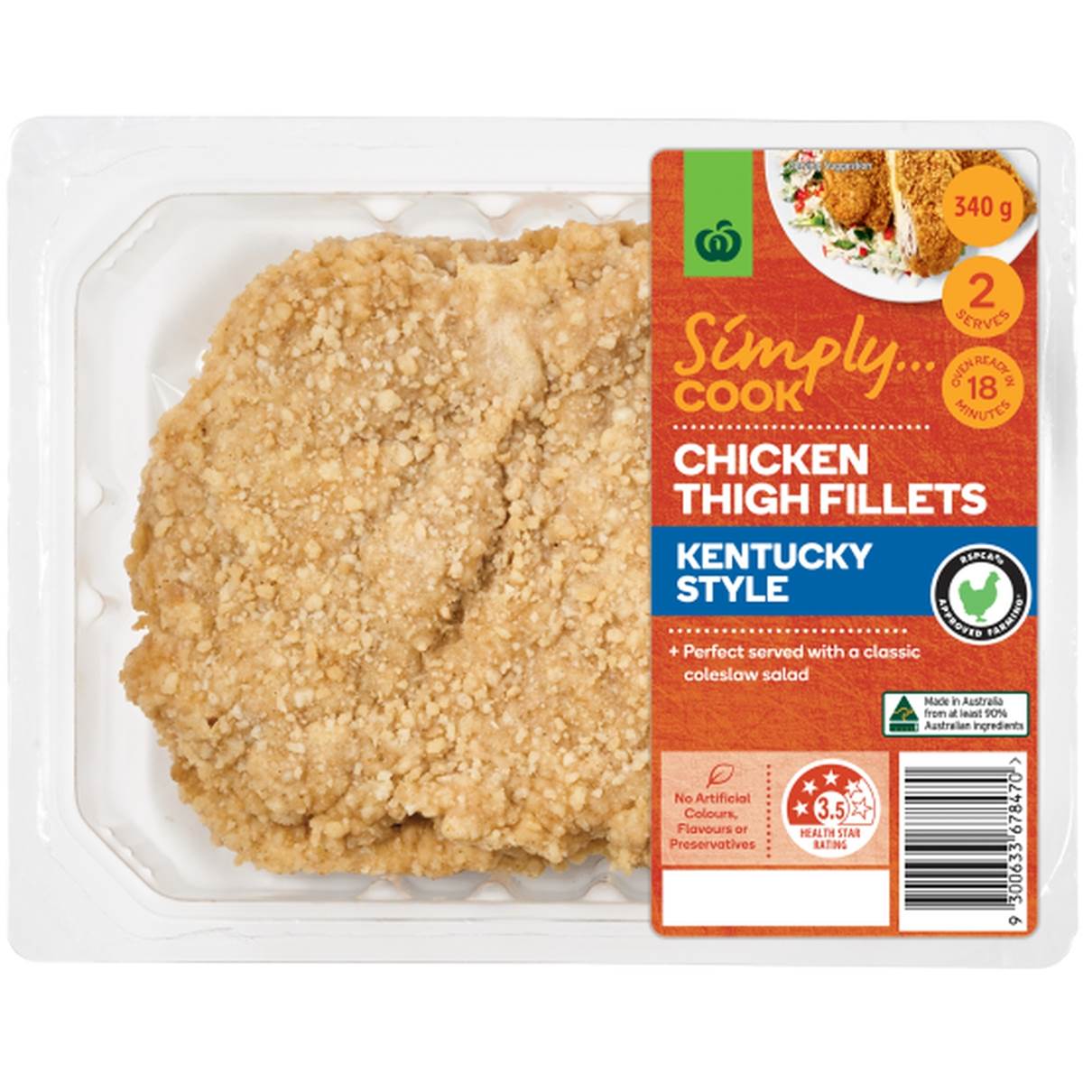 Woolworths Simply Cook Kentucky Style Chicken Thigh Fillet 340g 