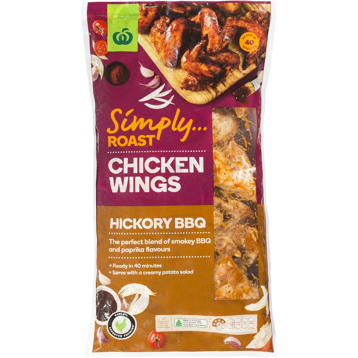 Woolworths Simply Roast Chicken Wings Hickory Bbq
