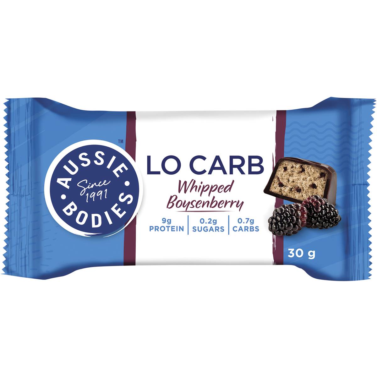 Aussie Bodies Lo Carb Protein Bar Whip'd Boysenberry Ripple 4x30g Woolworths