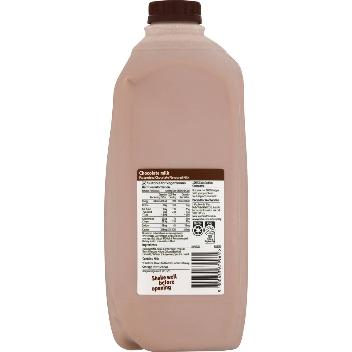 Woolworths Chocolate Flavoured Milk 2l Woolworths