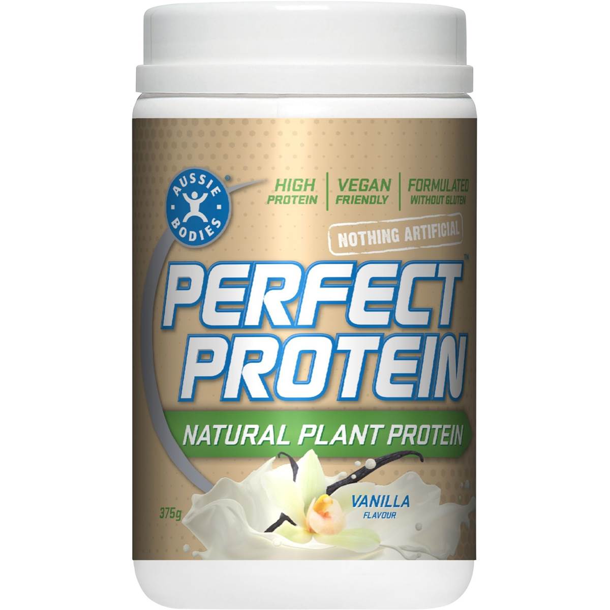 Aussie Bodies Perfect Protein Natural Plant Protein Vanilla 375g