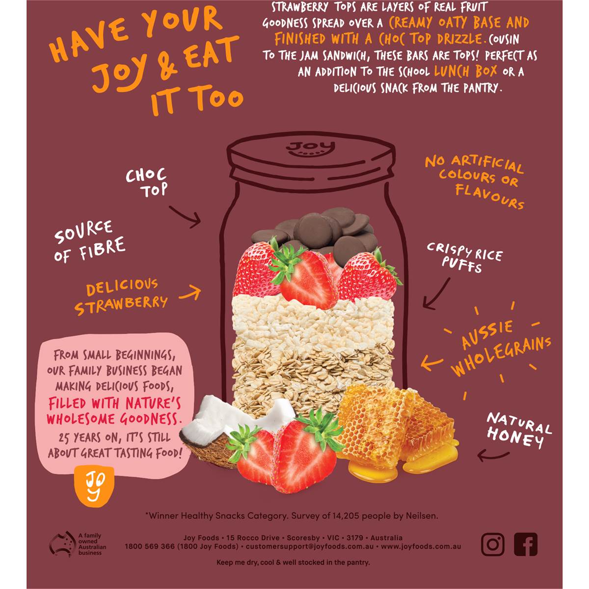 Joy Foods Chewy Strawberry Tops Muesli Bar 6 Pack Woolworths