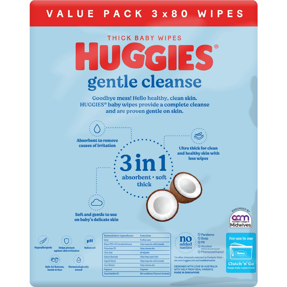 Huggies Thick Baby Wipes Coconut Oil 240 Pack Woolworths
