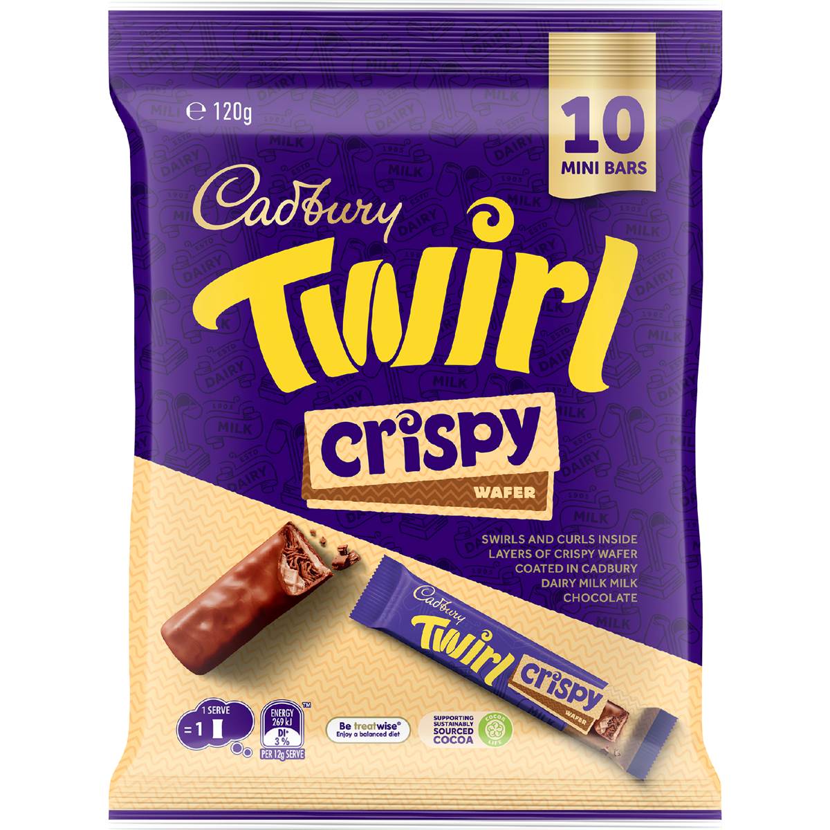 Cadbury Twirl Crispy Wafer Milk Chocolate 10 pack 120g