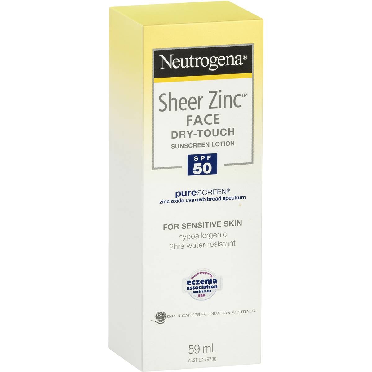 Neutrogena Sheer Zinc Face Dry Touch Sunscreen Lotion Spf 50 59ml