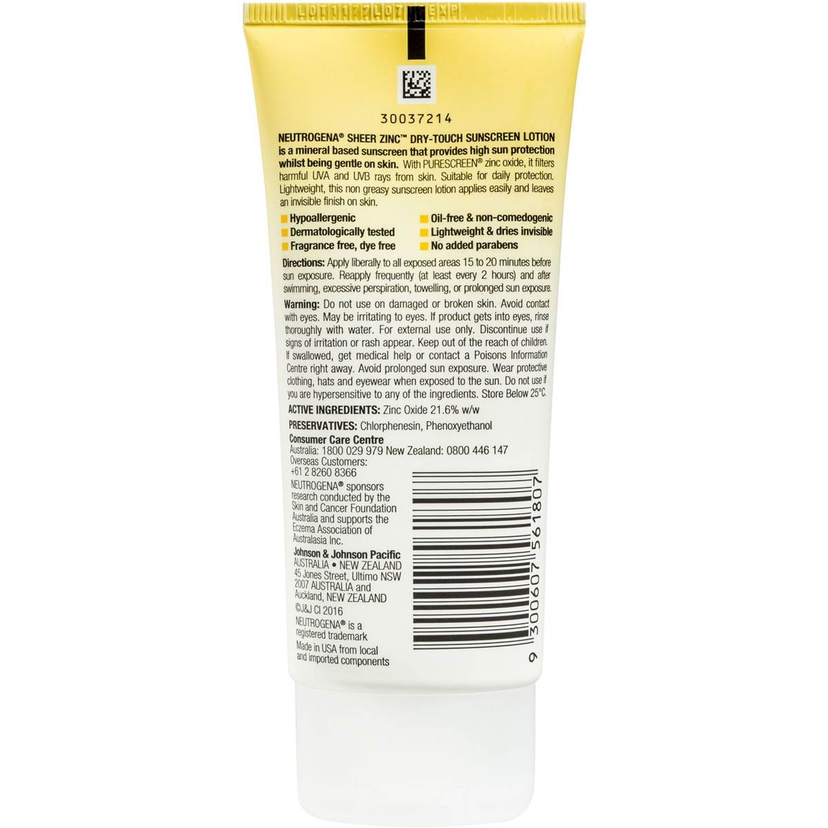 Neutrogena Sheer Zinc Sunscreen Spf 50 88ml Woolworths
