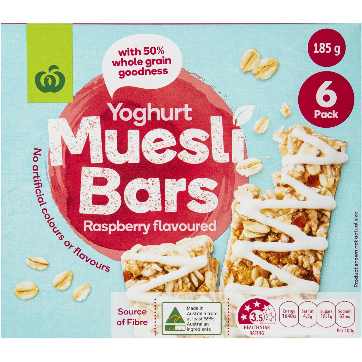 Woolworths Muesli Bar Yoghurt & Raspberry 185g 6pk Woolworths