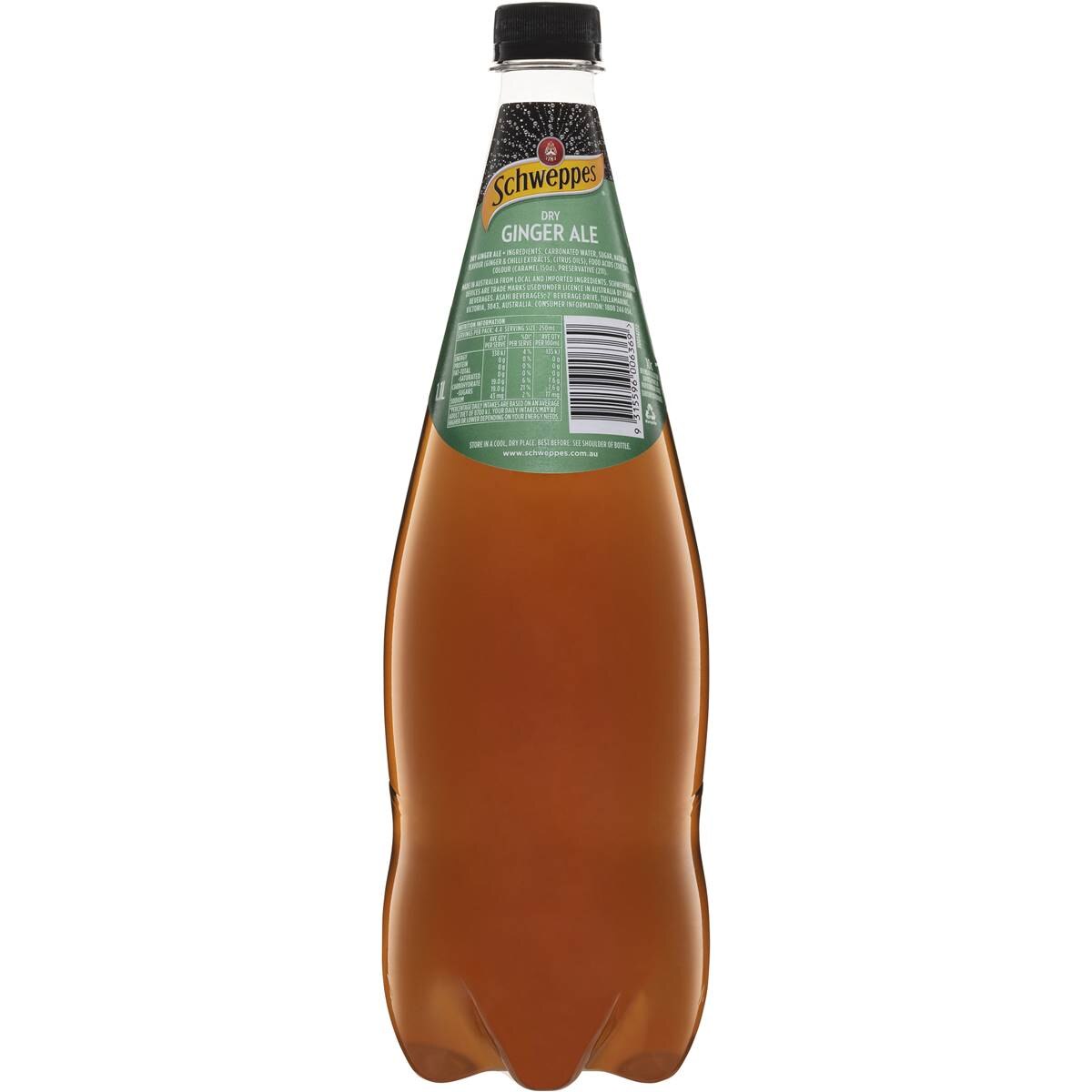 Schweppes Dry Ginger Ale Soft Drink Classic Mixers Bottle 1.1l | Woolworths