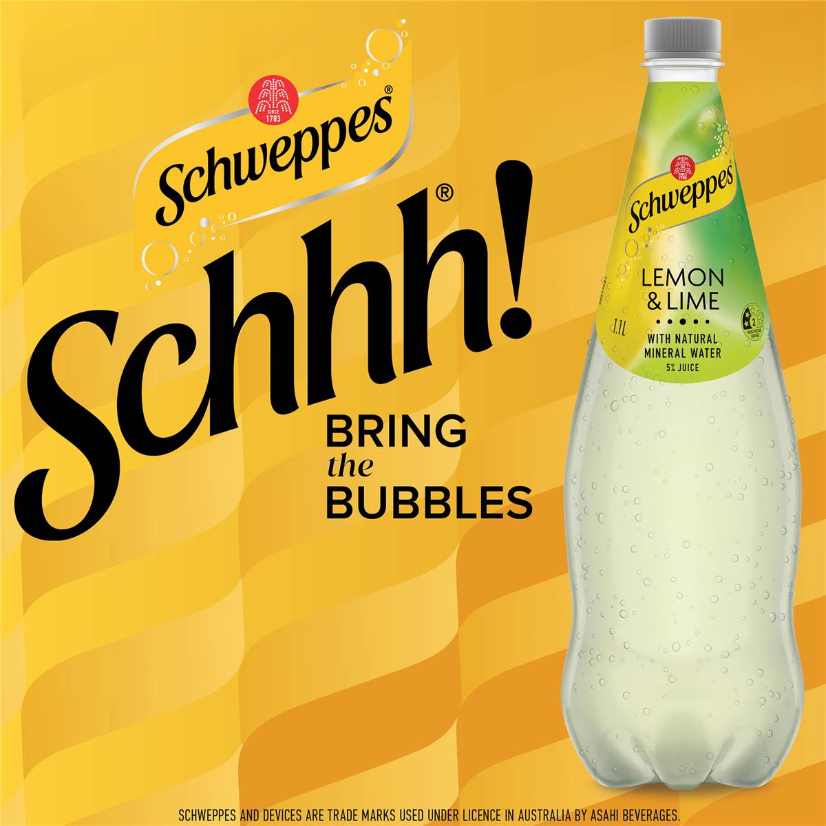 Schweppes Natural Mineral Water Lemon & Lime 1.1l Woolworths