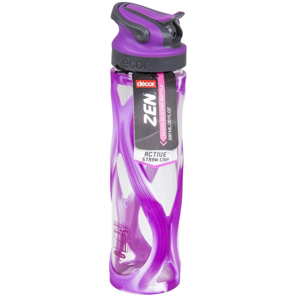 Decor Zen Bottle With Straw Glass Silicone 590ml Each Woolworths