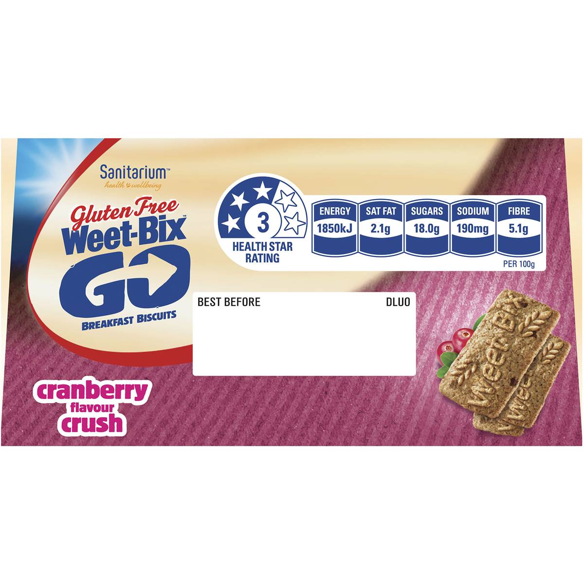 Weet Bix Go Gluten Free Cranberry Flavour Crush 200g Woolworths