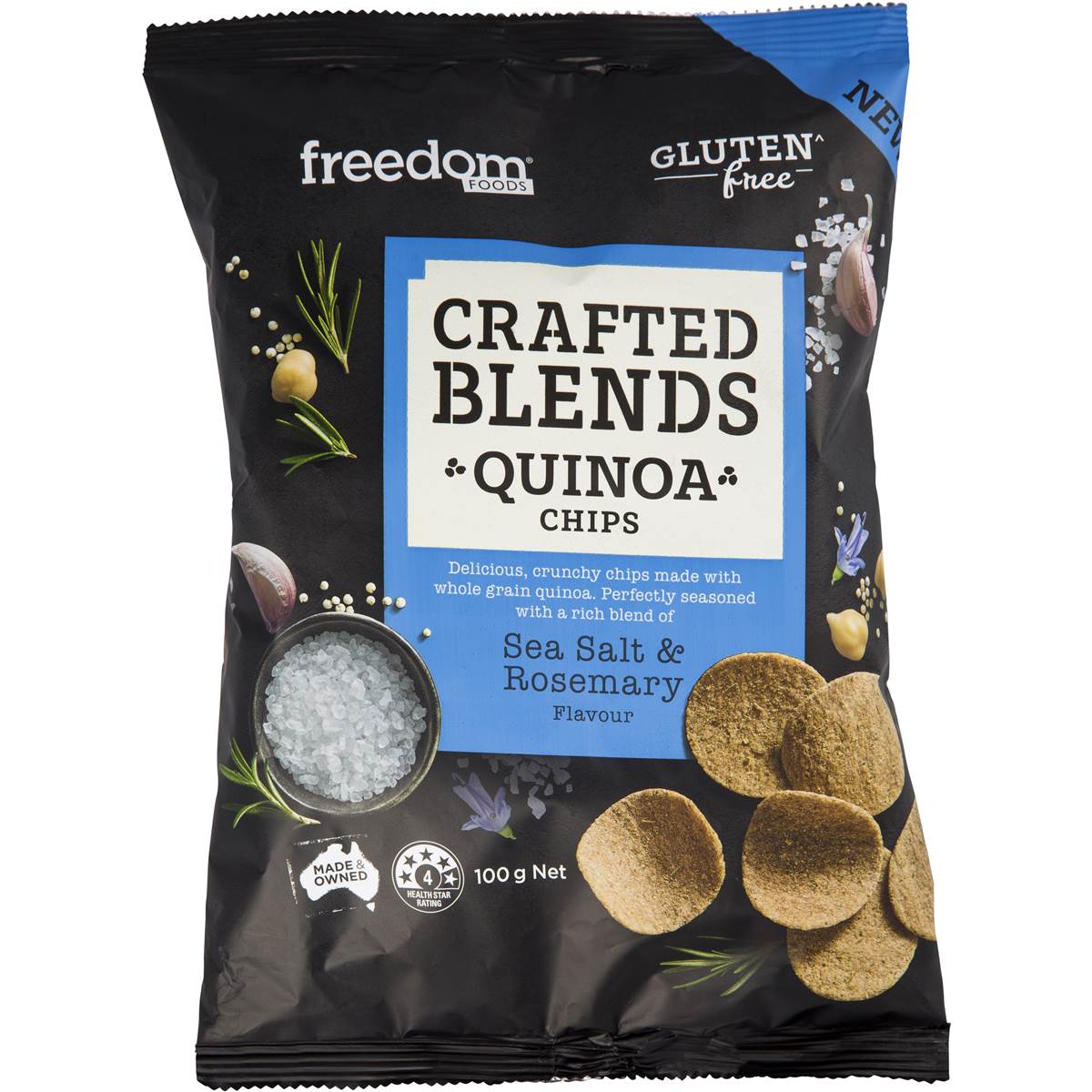 Crafted Blends Quinoa Chips Sea Salt & Rosemary 100g Woolworths
