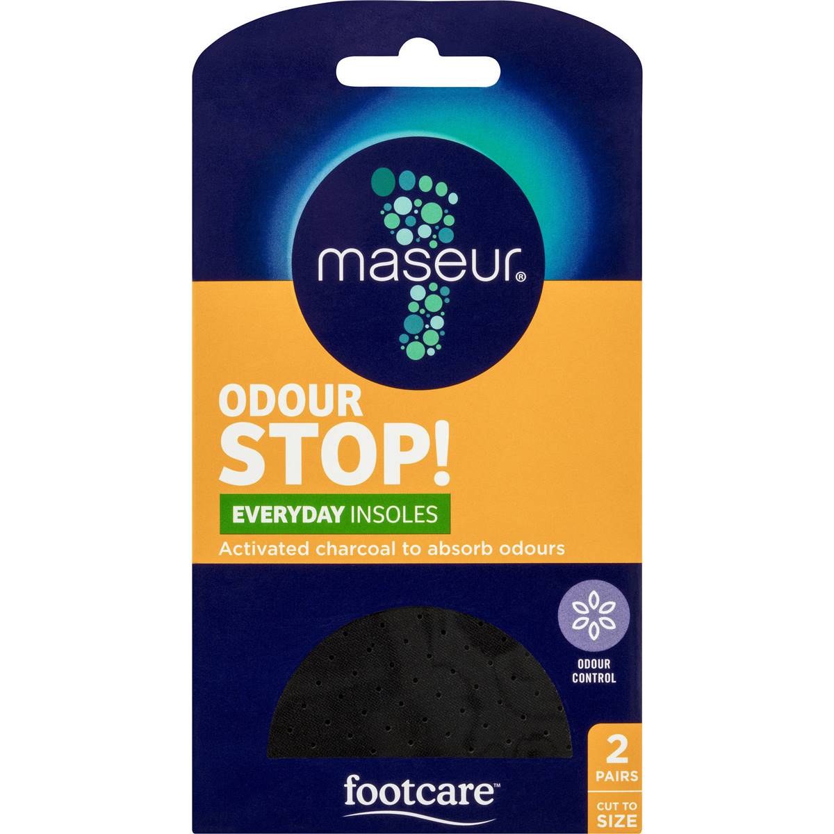 Maseur Footcare Odour Insoles Regular 2 Pack Woolworths