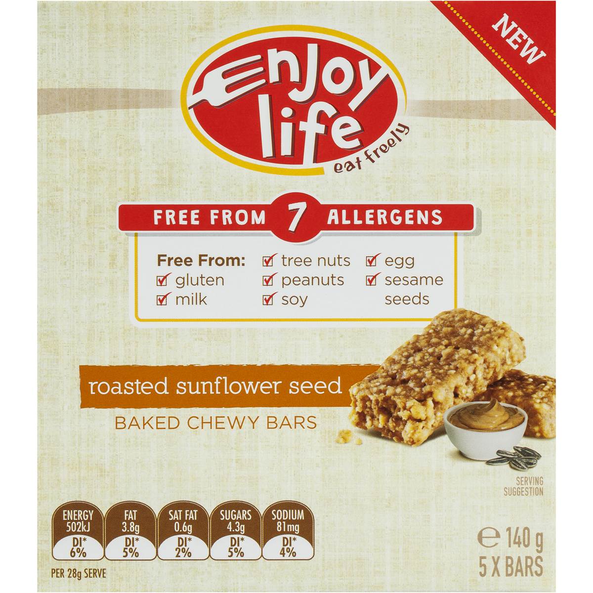 Enjoy Life Sunflower Seed Chewy Bar 140g Woolworths