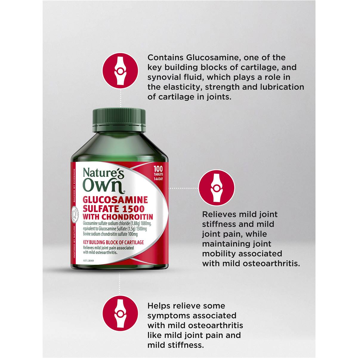 Nature's Own Glucosamine Sulfate 1500 With Chondroitin Tablets 100 Pack