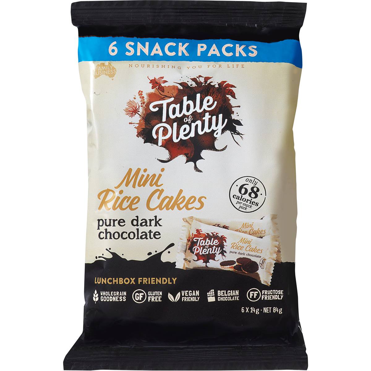 Table Of Plenty Mini Rice Cakes Dark Chocolate 6 Pack | Woolworths