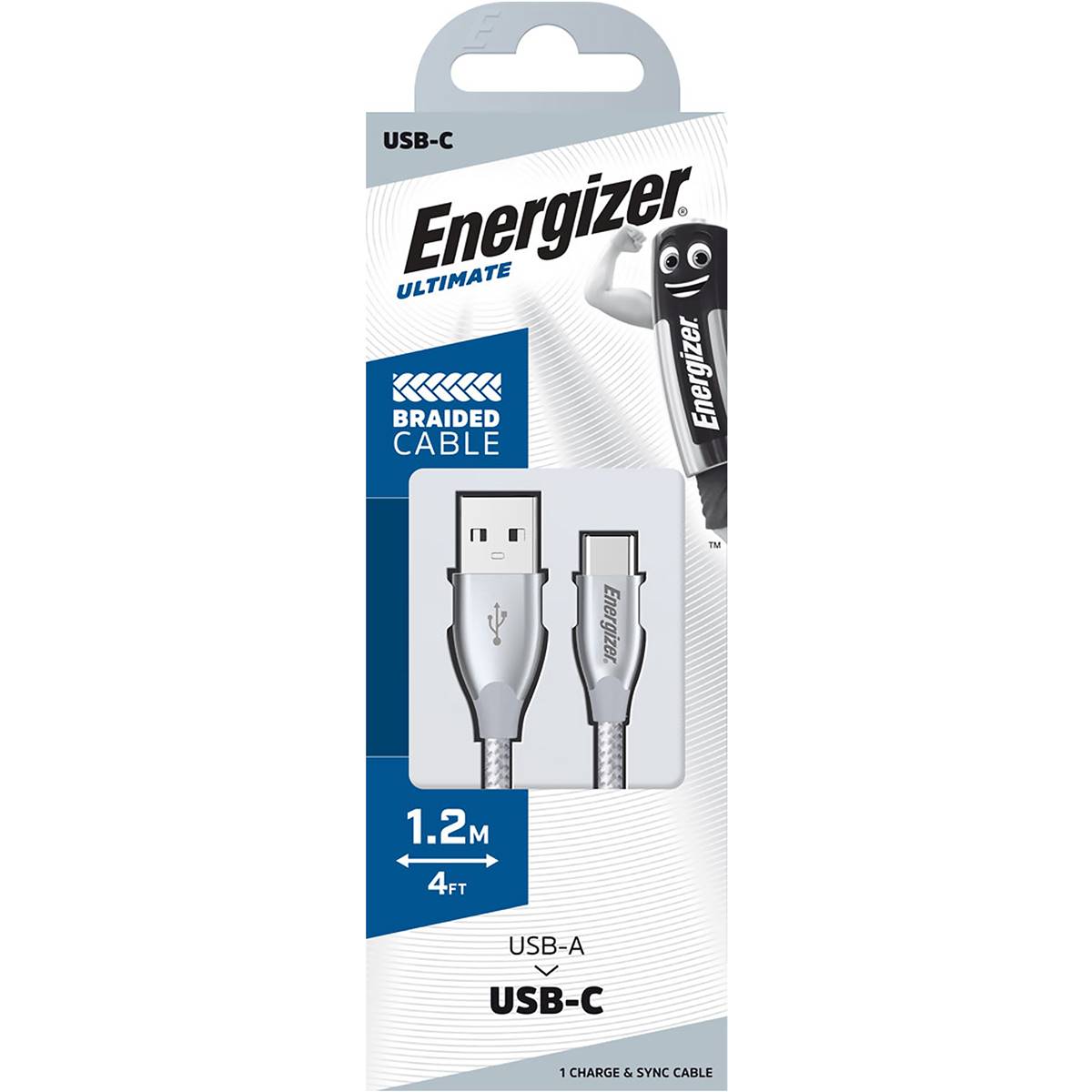 Energizer Usb C Nylon Braided Cable 1 2 Metre Each Woolworths