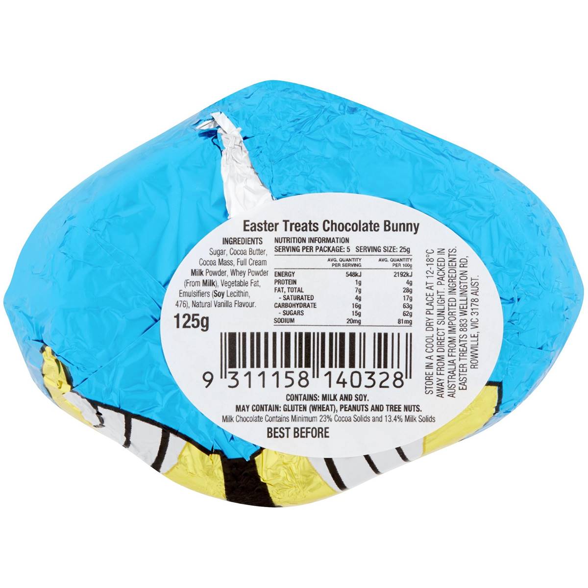 Woolworths Milk Chocolate Easter Bunny 125g Woolworths
