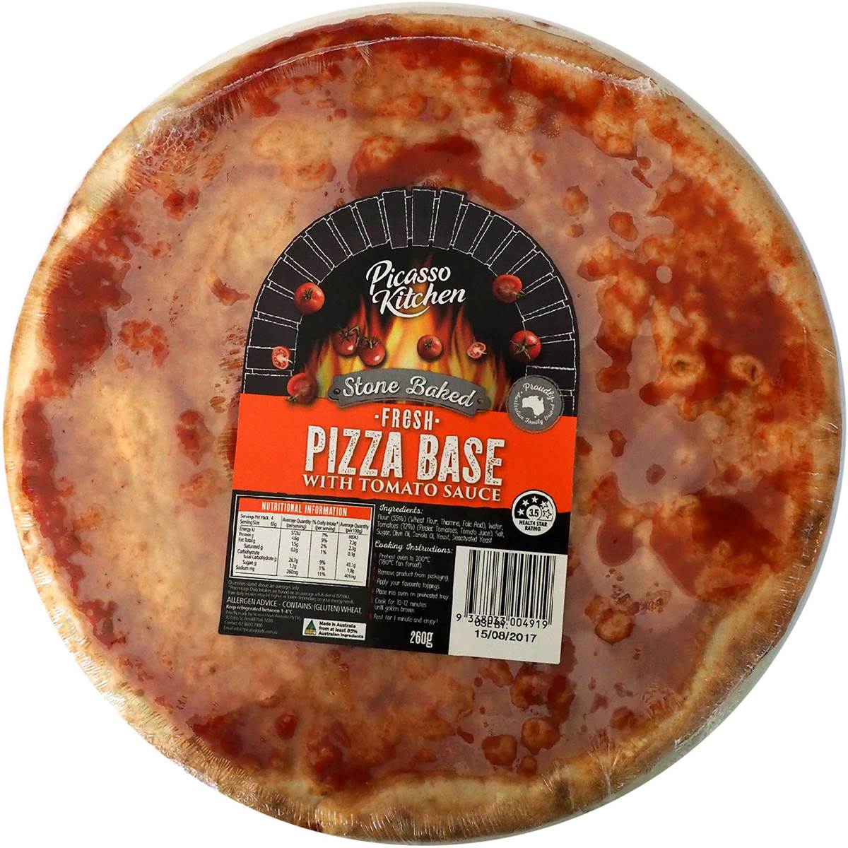 Picasso Kitchen Kitchen Pizza Base With Tomato Sauce 260g | Woolworths