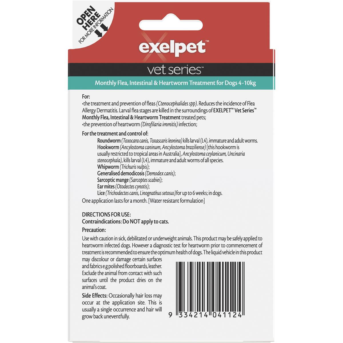 Exelpet Vet Flea Intestinal & Heartworm Treatment Small Dog Each