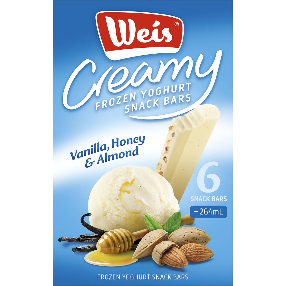 Weis Vanilla Honey & Almond Frozen Yoghurt Snack Bars 6x44ml Woolworths