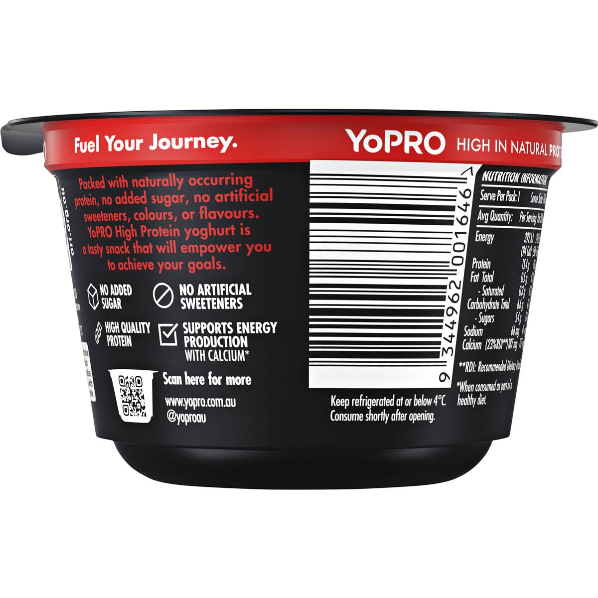 Yopro Danone High Protein Yoghurt No Added Sugar Strawberry 160g
