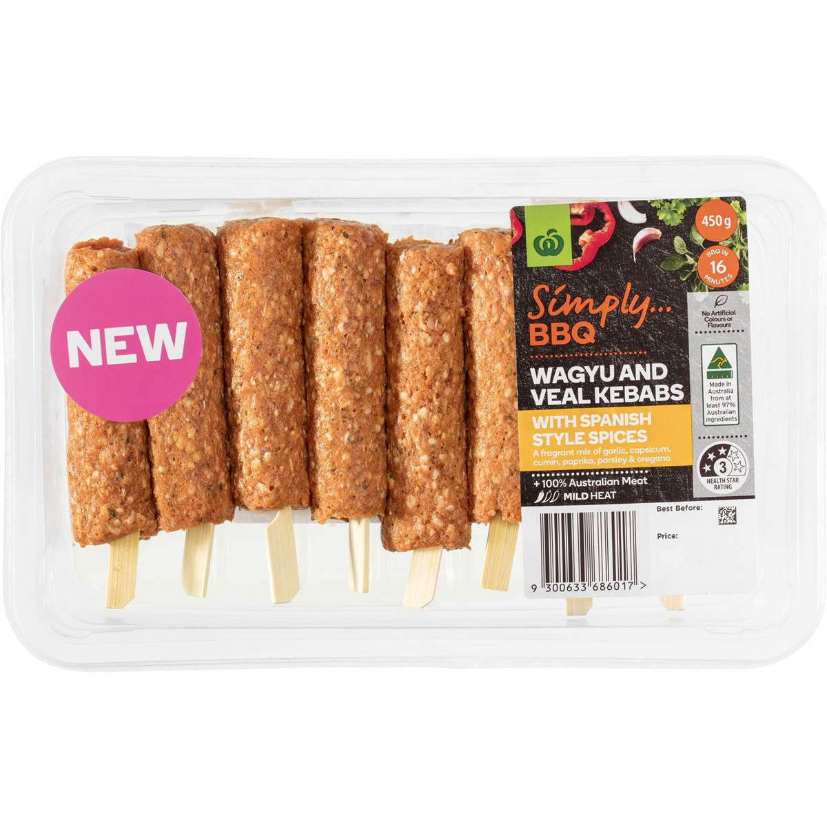 Woolworths Simply Wagu Beef & Veal Kebabs 450g Woolworths