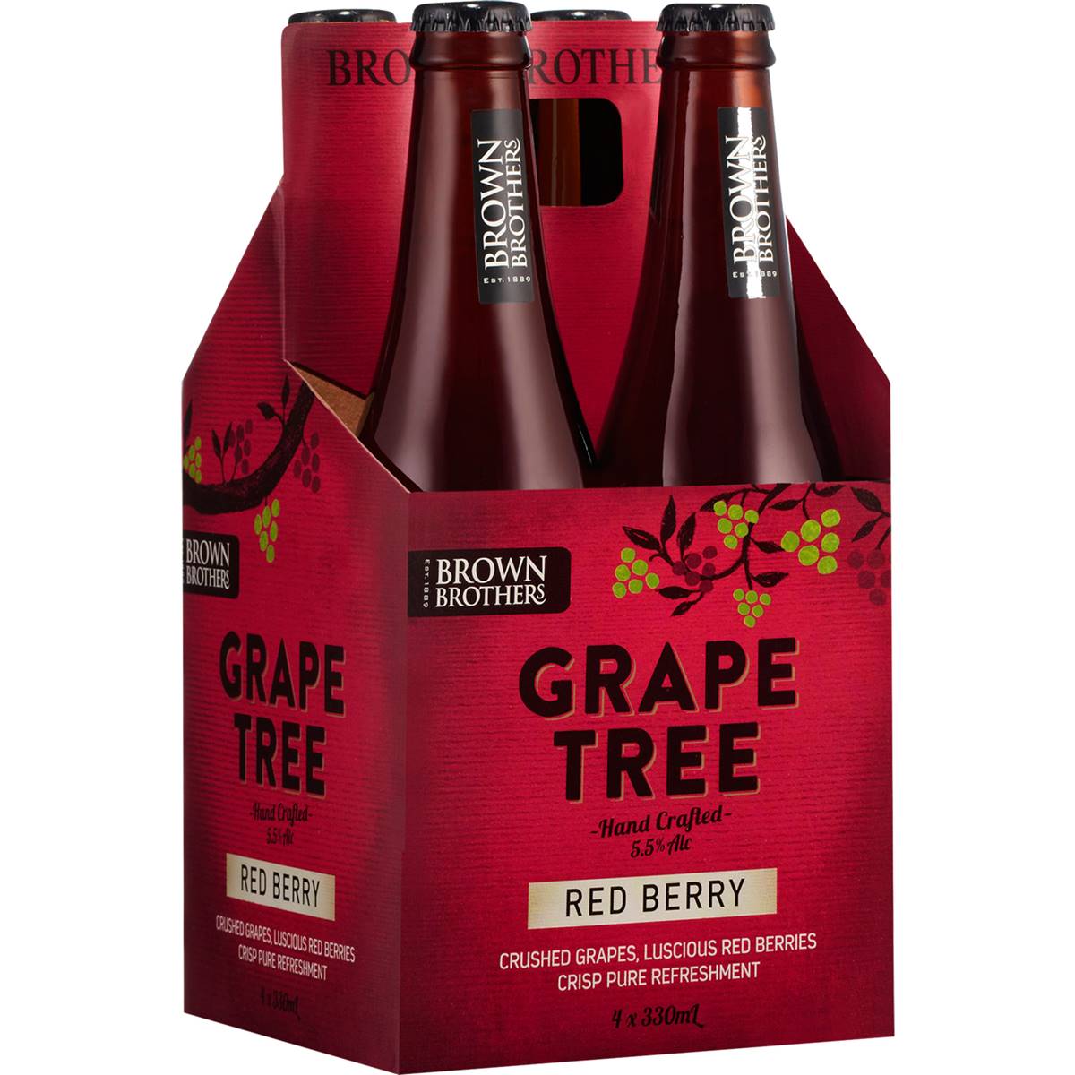 Brown Brothers Grape & Red Berry Cider Bottles 4x330ml Pack Woolworths