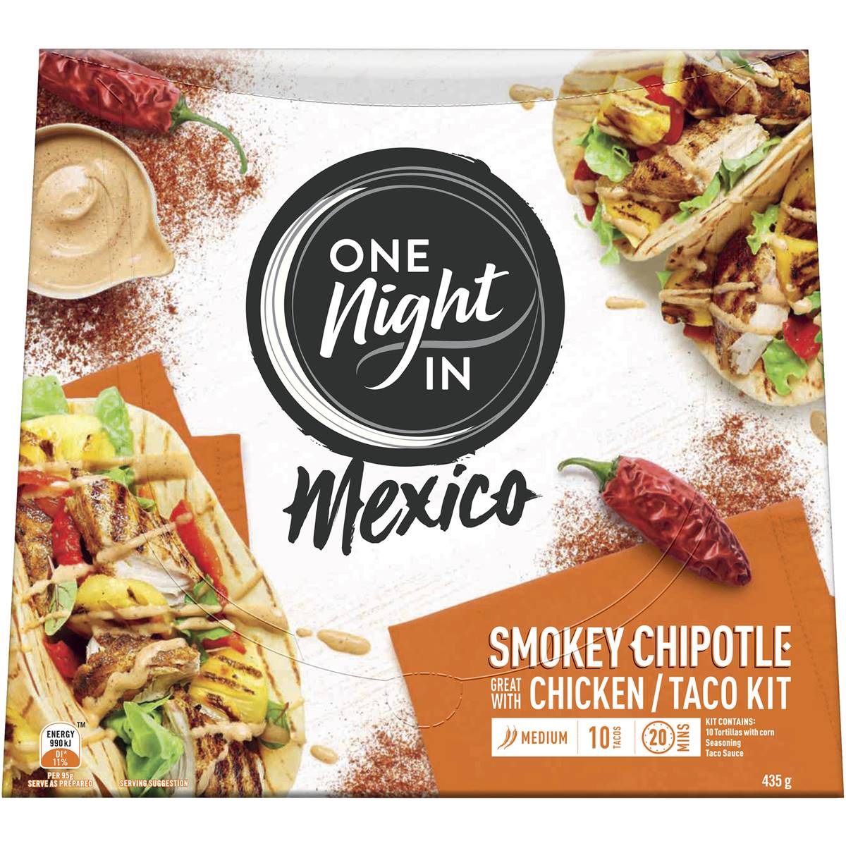 One Night In Mexico Chipotle Chicken Taco Kit 435g Woolworths