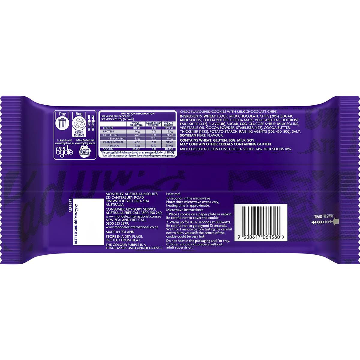 Cadbury Double Choc Cookies 156g | Woolworths