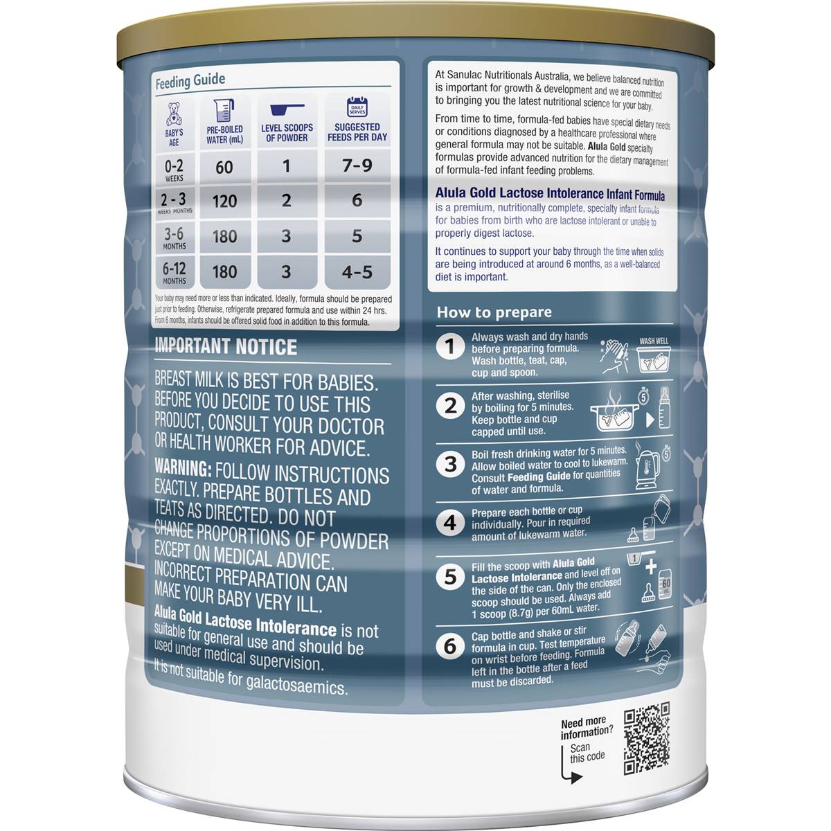 Alula Gold Lactose Intolerance 012 Mth Infant Formula 900g Woolworths