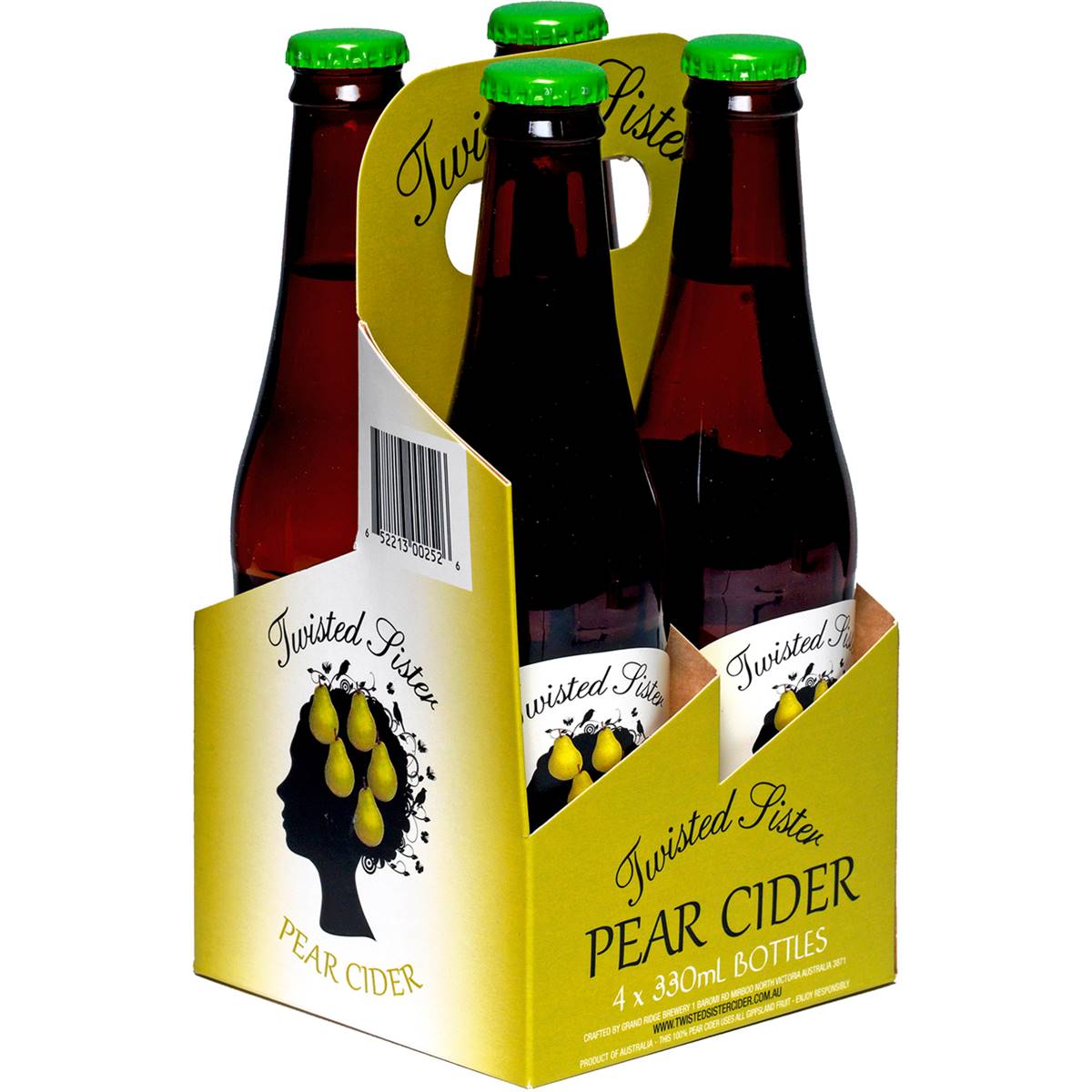 Twisted Sister Pear Cider Bottles 4x330ml Pack Woolworths