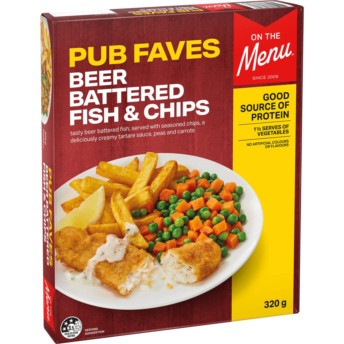 On The Menu Beer Battered Fish & Chips Frozen Meal 320g | Woolworths