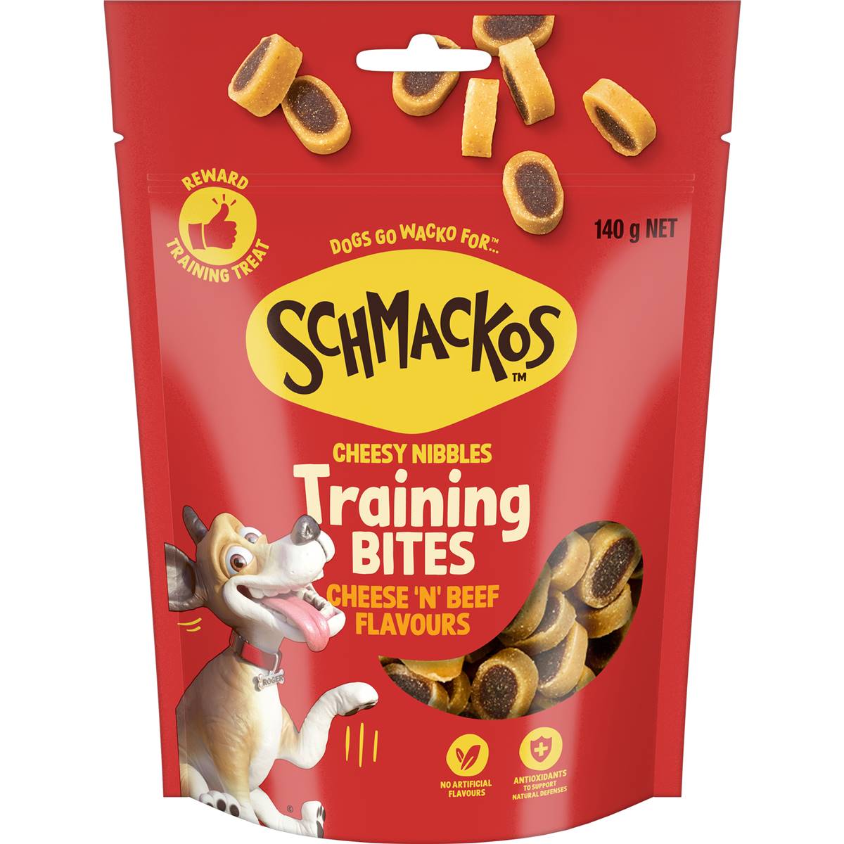 Schmackos Dog Treats Training Bites Cheesy Nibbles Cheese & Beef 140g