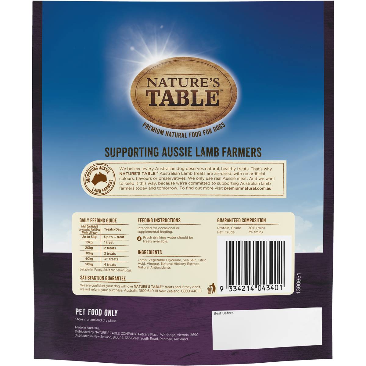 Nature's Table Australian Lamb Real Air-dried Meat Dog Treat 100g ...