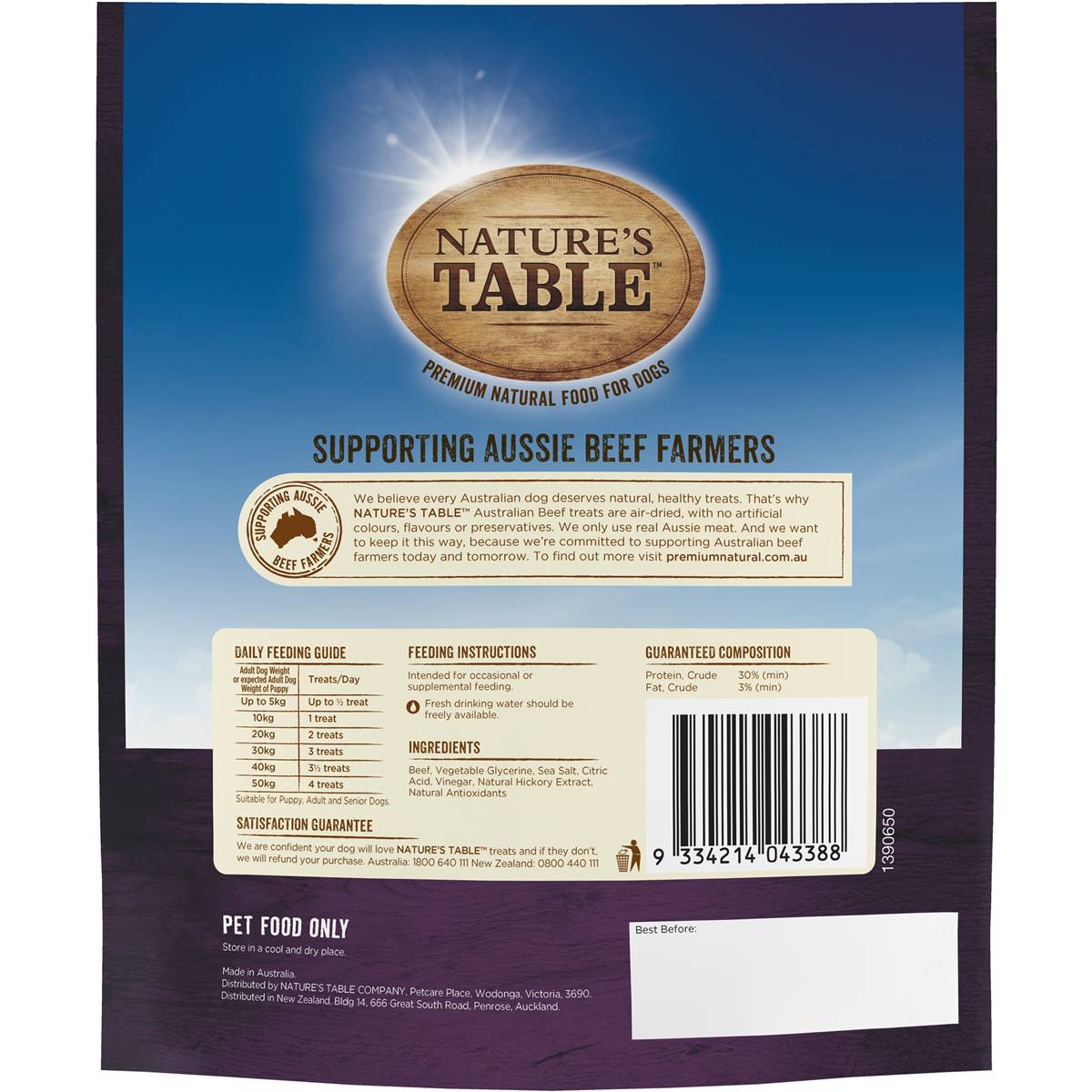 Nature's Table Australian Beef Real Airdried Meat Dog Treat 100g