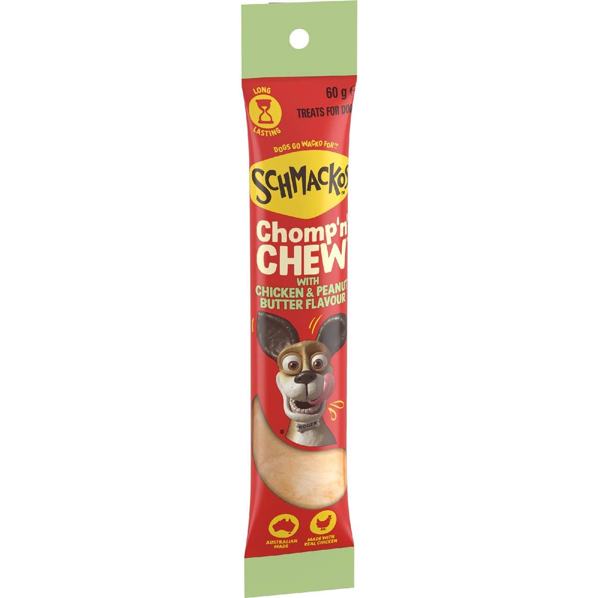 Schmackos Chomp N Chew Peanut Butter & Chicken Large Dog Treats 60g