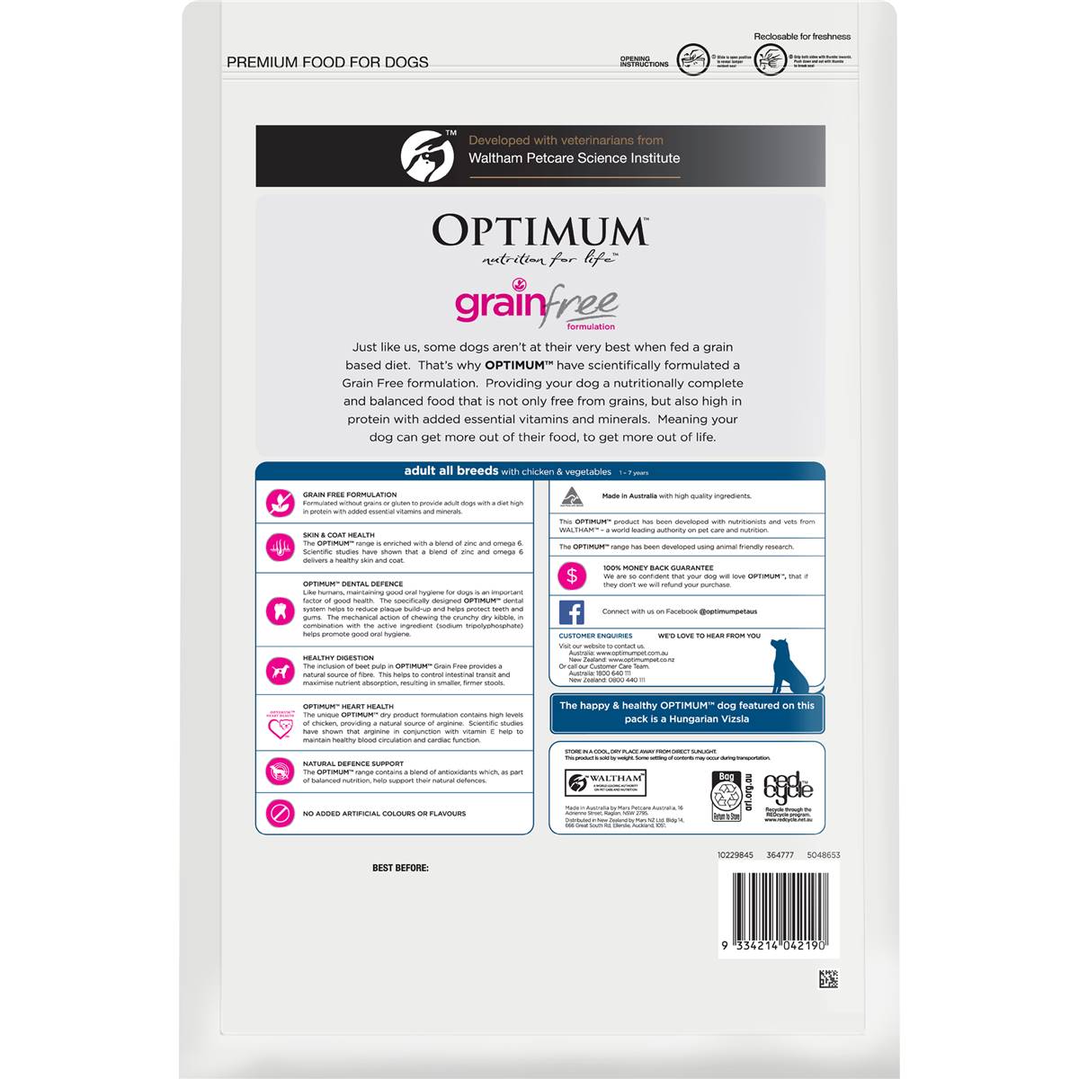 Optimum Grain Free With Chicken & Vegetables Dry Dog Food 6.5kg