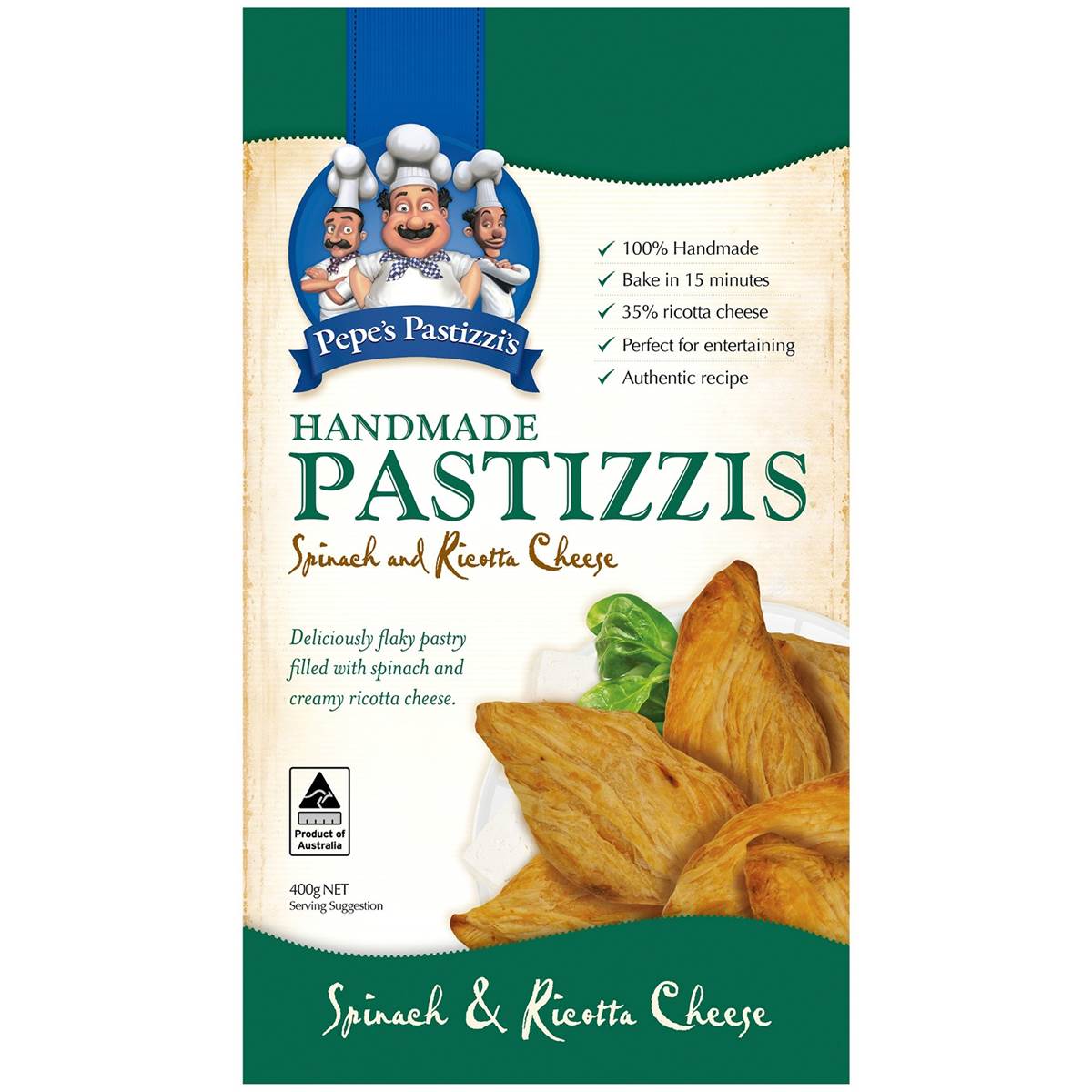 Pepe's Cheese & Spinach Pastizzi 400g Woolworths