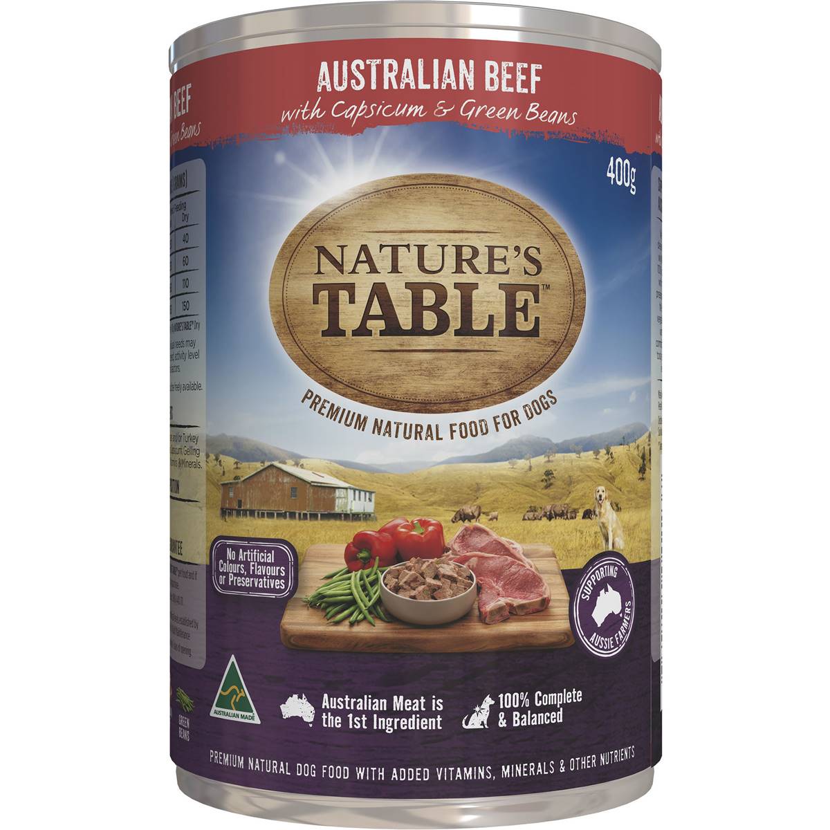Nature's Table Australian Beef With Capsicum & Green Beans Wet Dog Food Can