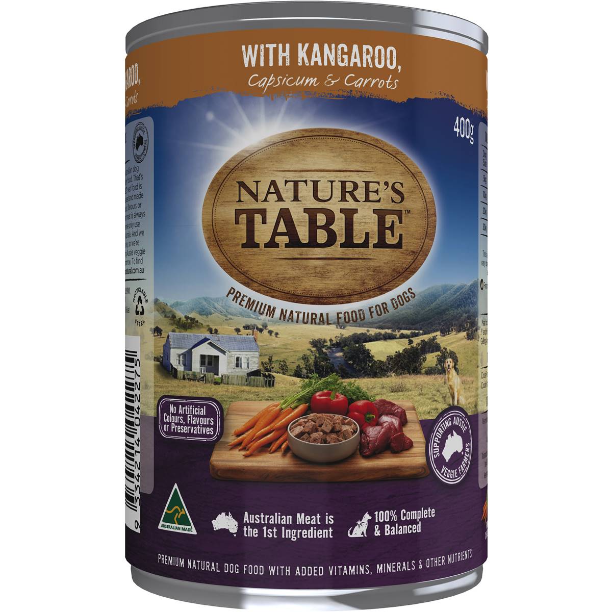 Nature's Table With Kangaroo, Capsicum & Carrots Wet Canned Dog Food 400g Woolworths