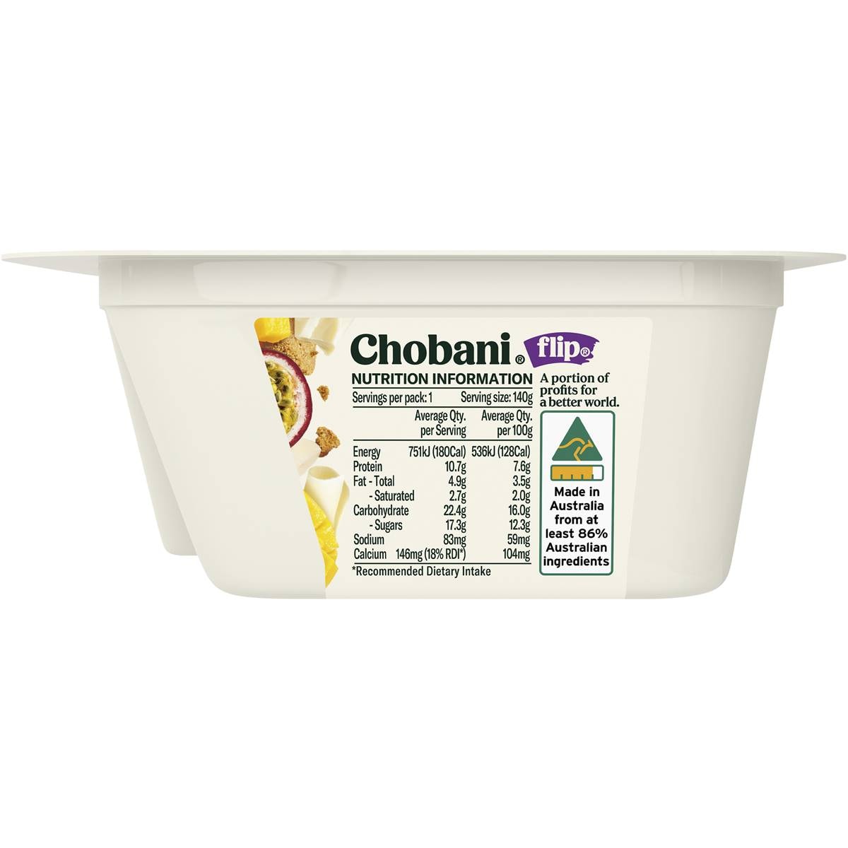 Chobani Flip Greek Yoghurt Mango Passion Tango 140g Woolworths