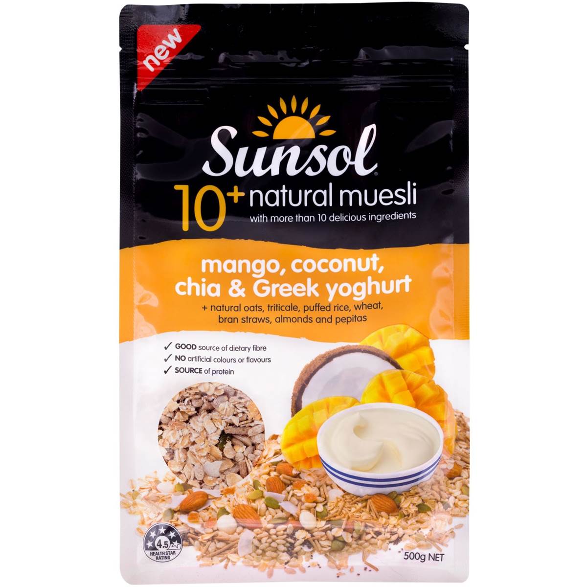 Sunsol Mango Coconut Chia & Greek Yoghurt Muesli 500g Woolworths