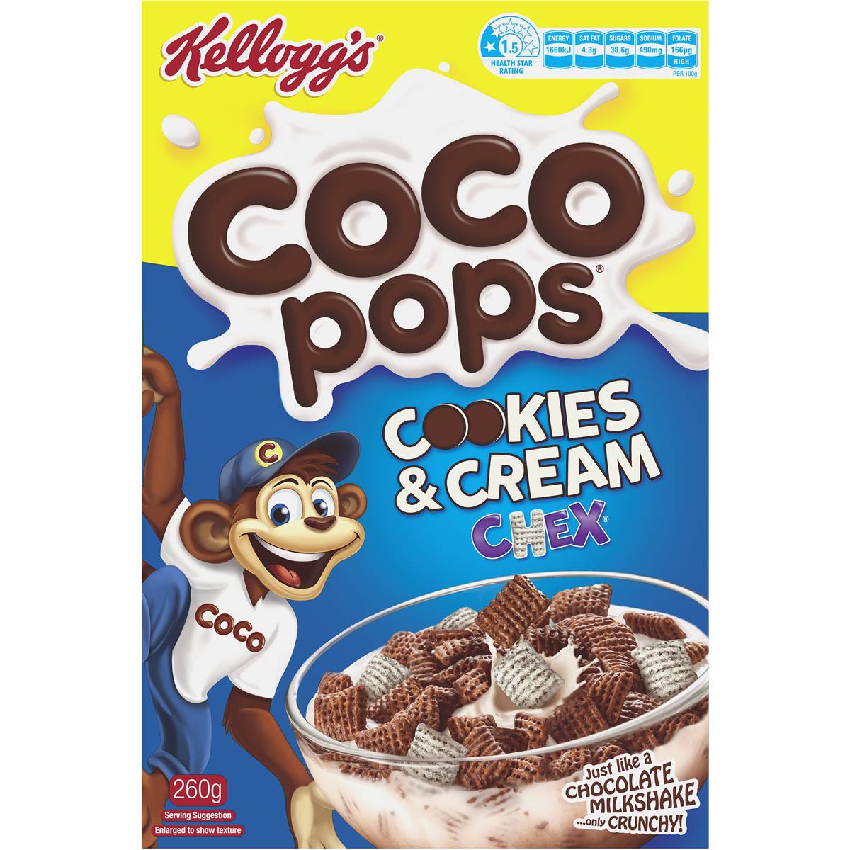 Kellogg's Coco Pops Chex Cookies & Cream Cereal 260g | Woolworths