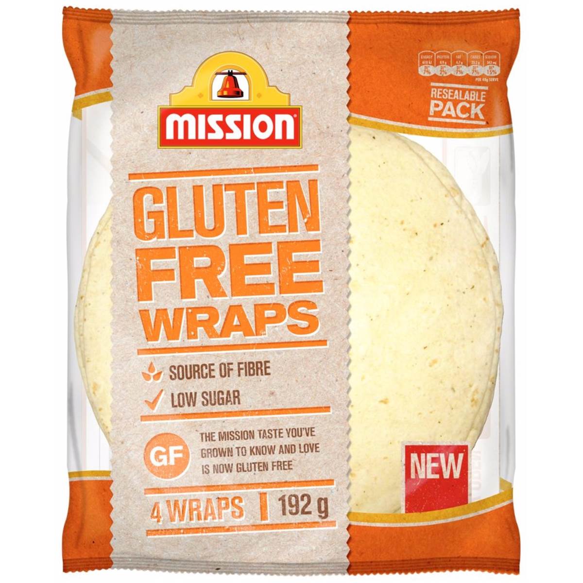 Mission Wraps Gluten Free 192g 4pk Woolworths