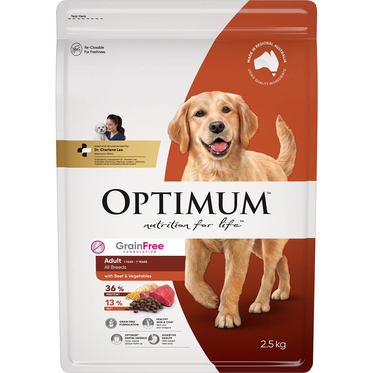 Optimum Grain Free With Beef & Vegetables Dry Dog Food 2.5kg Woolworths